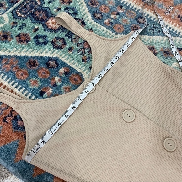 Urban Outfitters Medium Cream Beige Ribbed Knit Midi‎ Dress Button Down - Picture 7 of 11